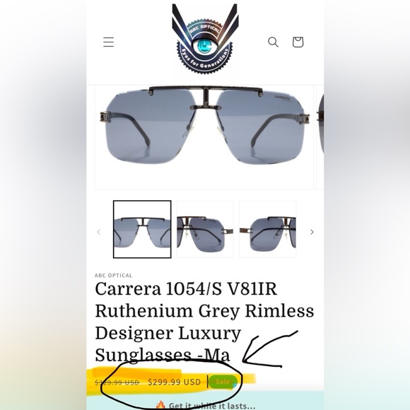 Carrera 1054/S V81IR Ruthenium Grey Rimless
Designer Sunglasses - Picture 10 of 10